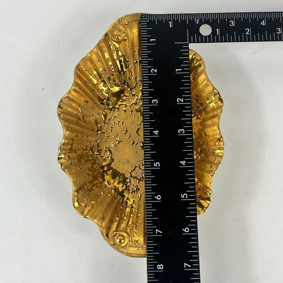 Gold Ceramic Trinket Dish Hand Painted 5" Classic Vintage Lux Style Home Decor - Picture 8 of 14